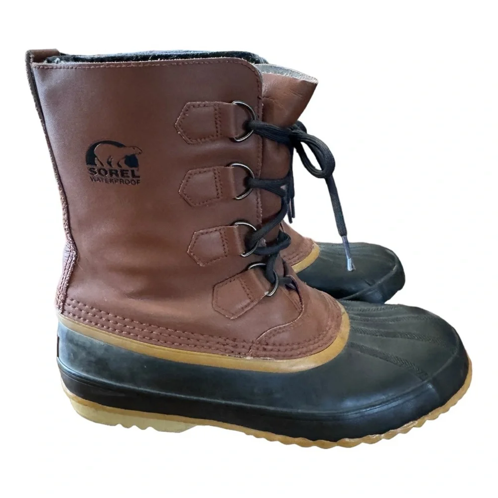 Sorel 1964 Pac Cayenne Leather Lace Waterproof Rubber Duck Boots Men’s Size 10
